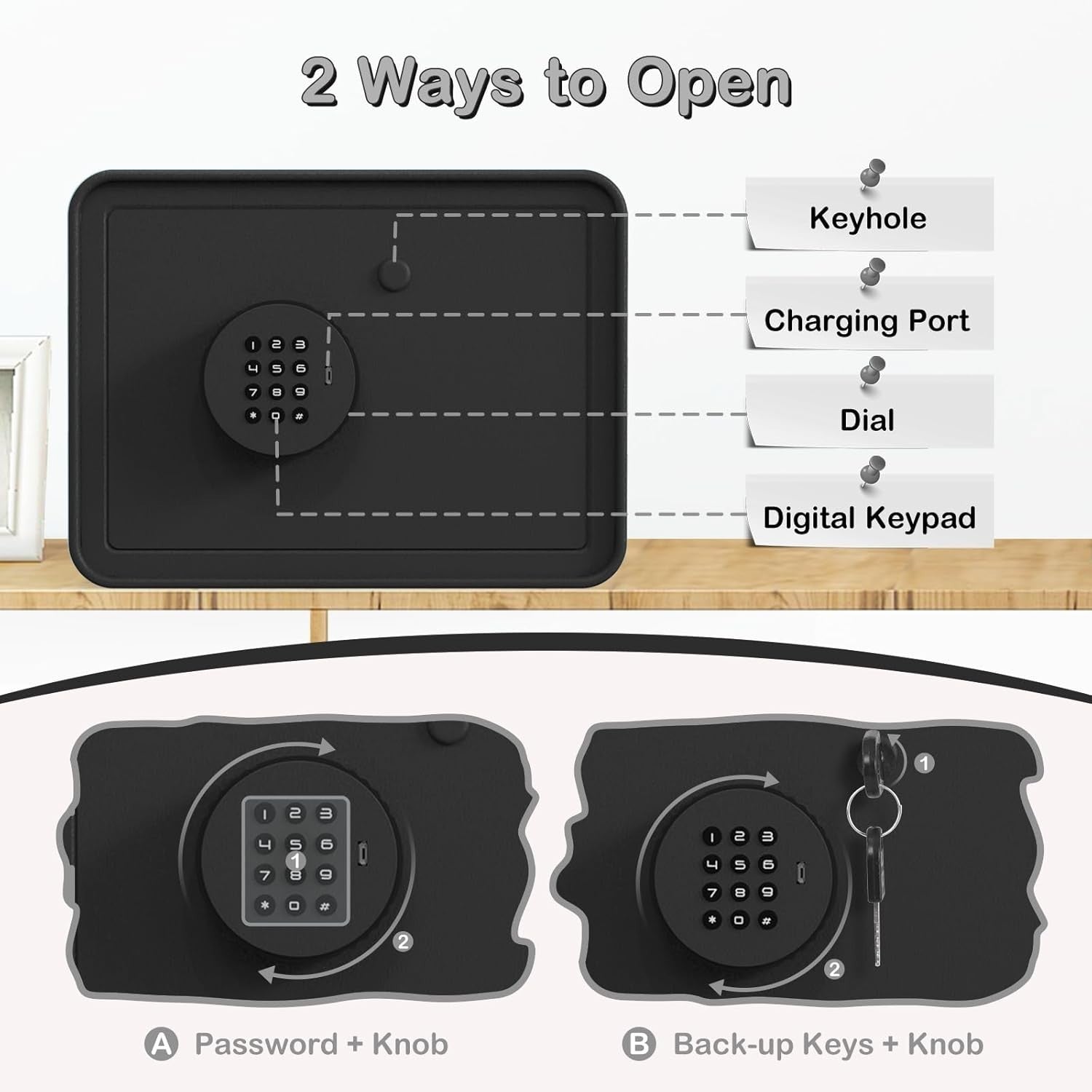 Kids Mini Safe Box Electronic Money Bank Keypad Lock Piggy Bank Black