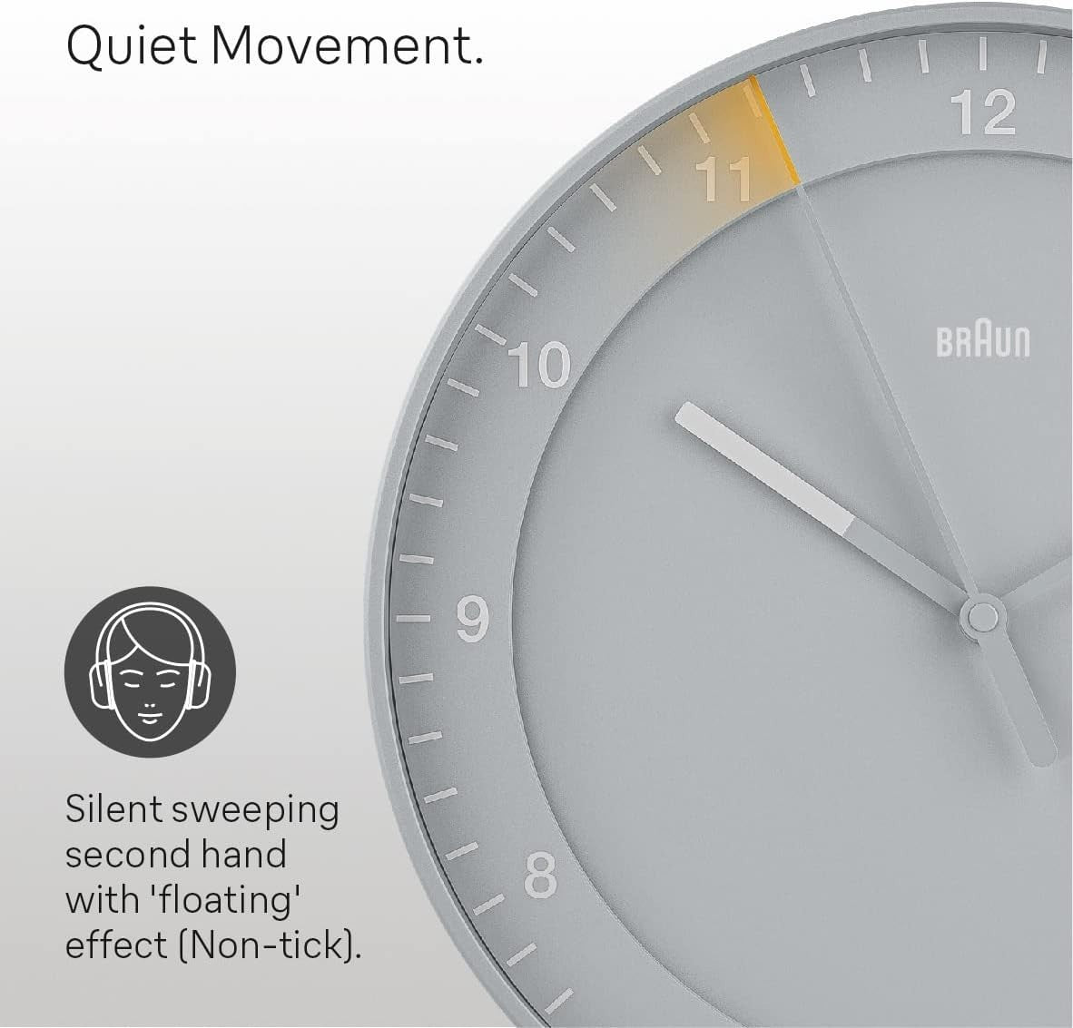 30cm Grey Wall Clock Silent Sweep | Easy Read, Modern Office & Home Clock