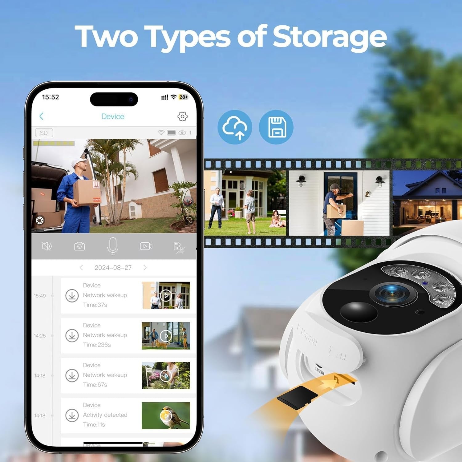 4G LTE Solar Security Camera 2K PTZ Wireless Outdoor SIM Card