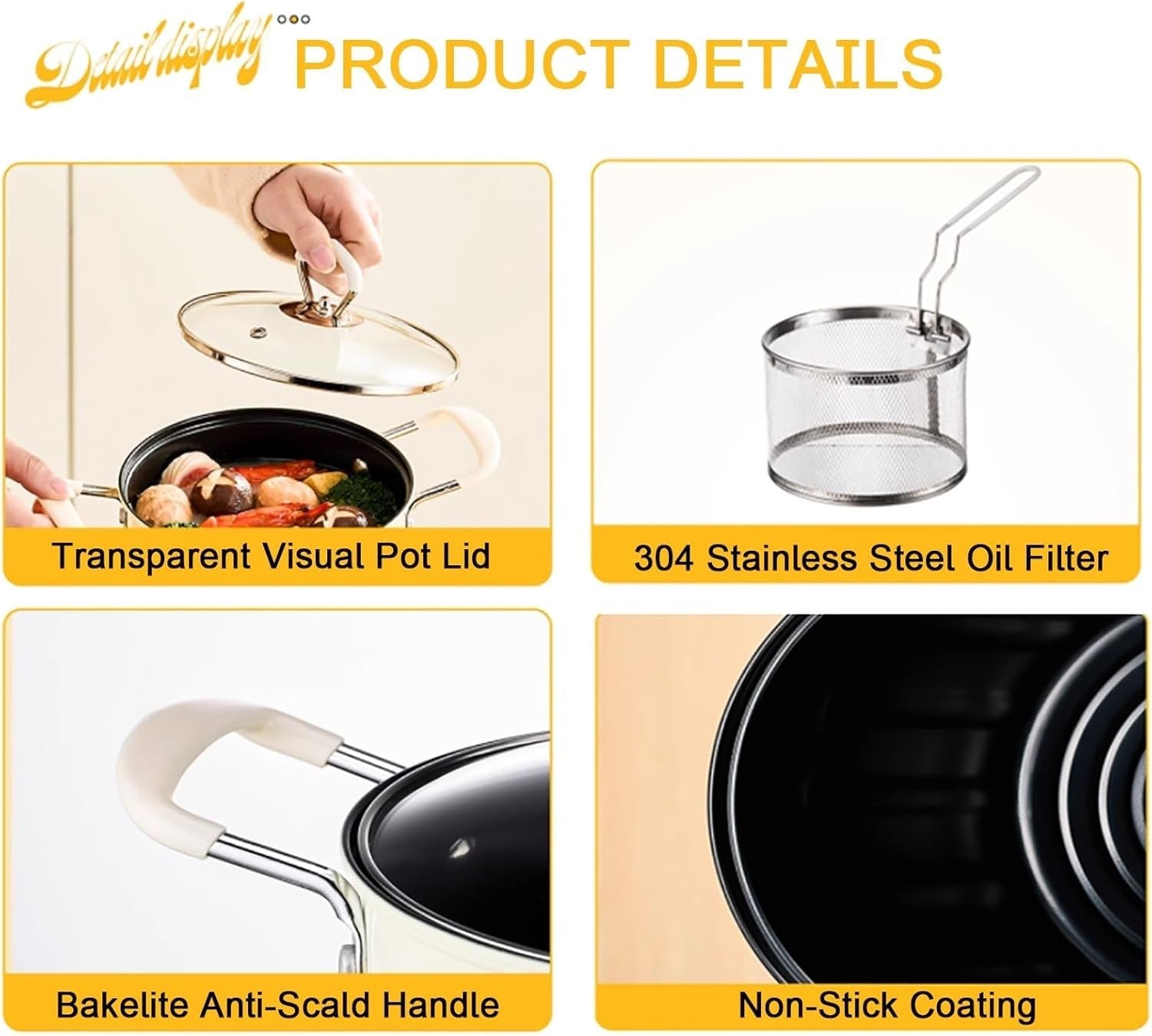 Japanese Tempura Deep Fryer Pot 3L Small Frying Pan With Basket