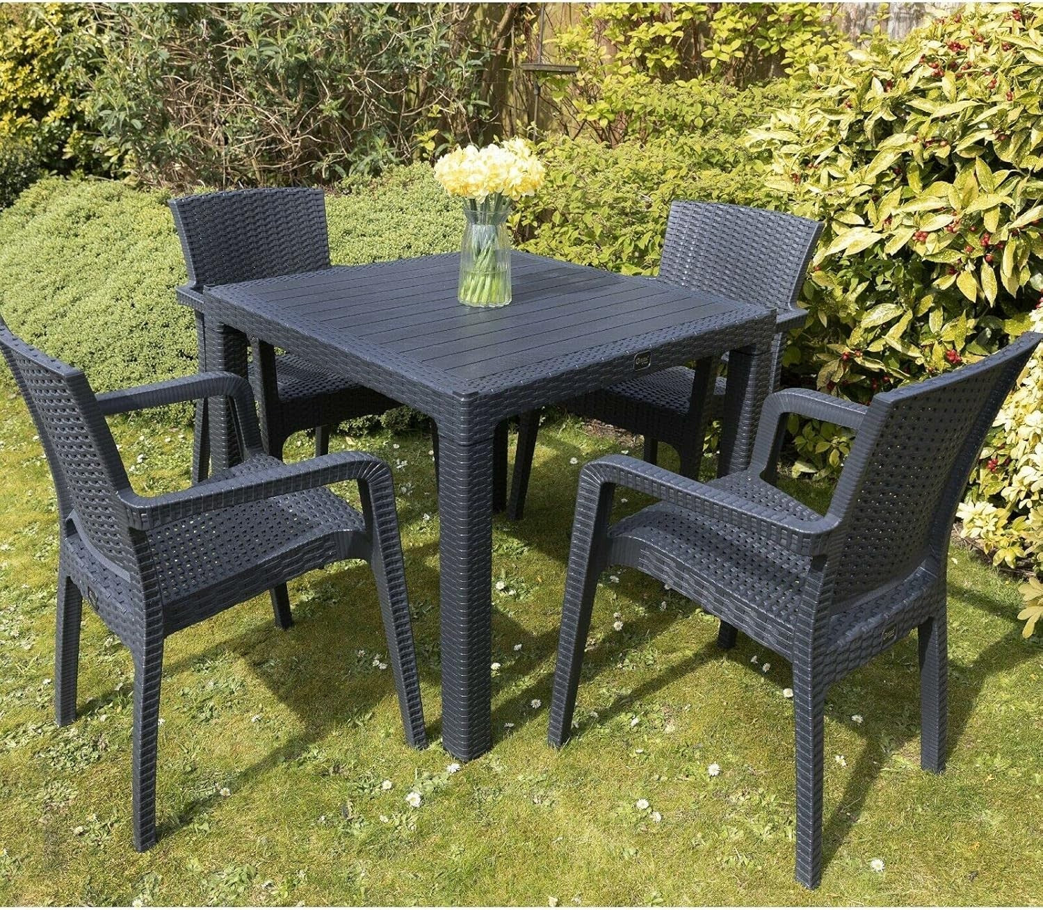 4 Seat Rattan Garden Patio Set Outdoor Dining Table Chairs Weatherproof