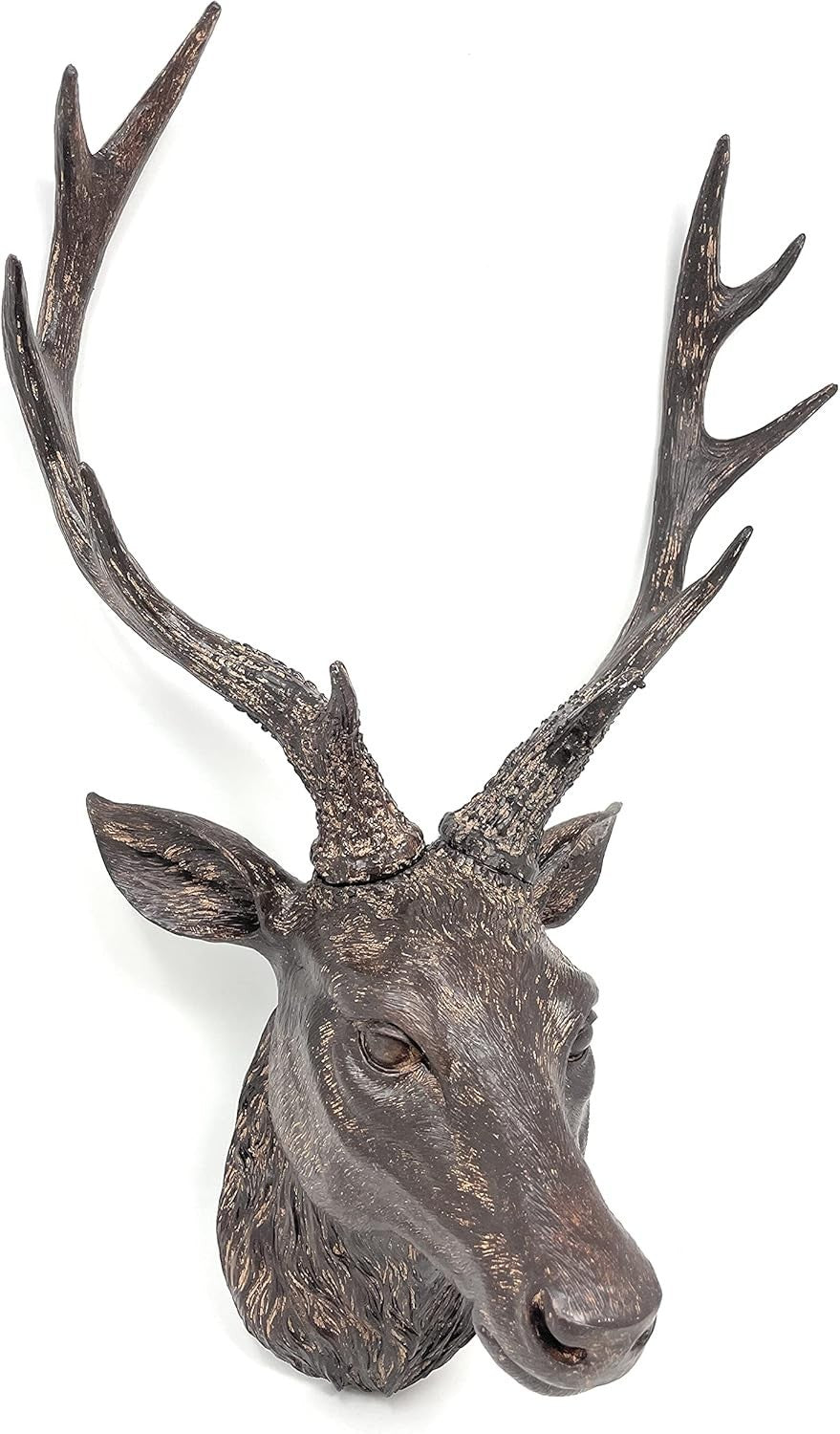 Large Resin Deer Stag Head Wall Mount – Vintage Reindeer Sculpture 47cm Antlers