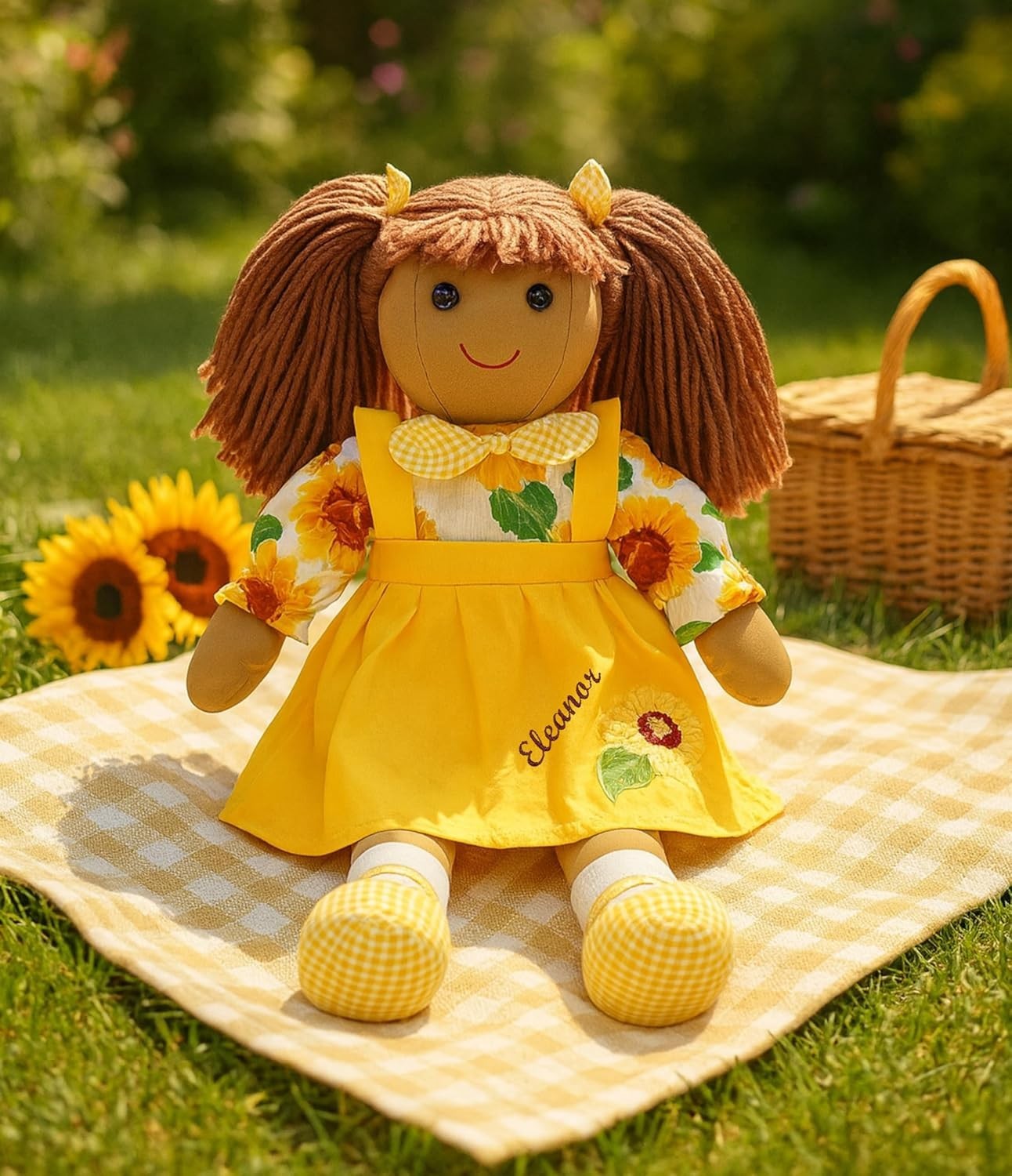 40cm Personalised Sunflower Rag Doll Soft Keepsake Baby Gift Girls