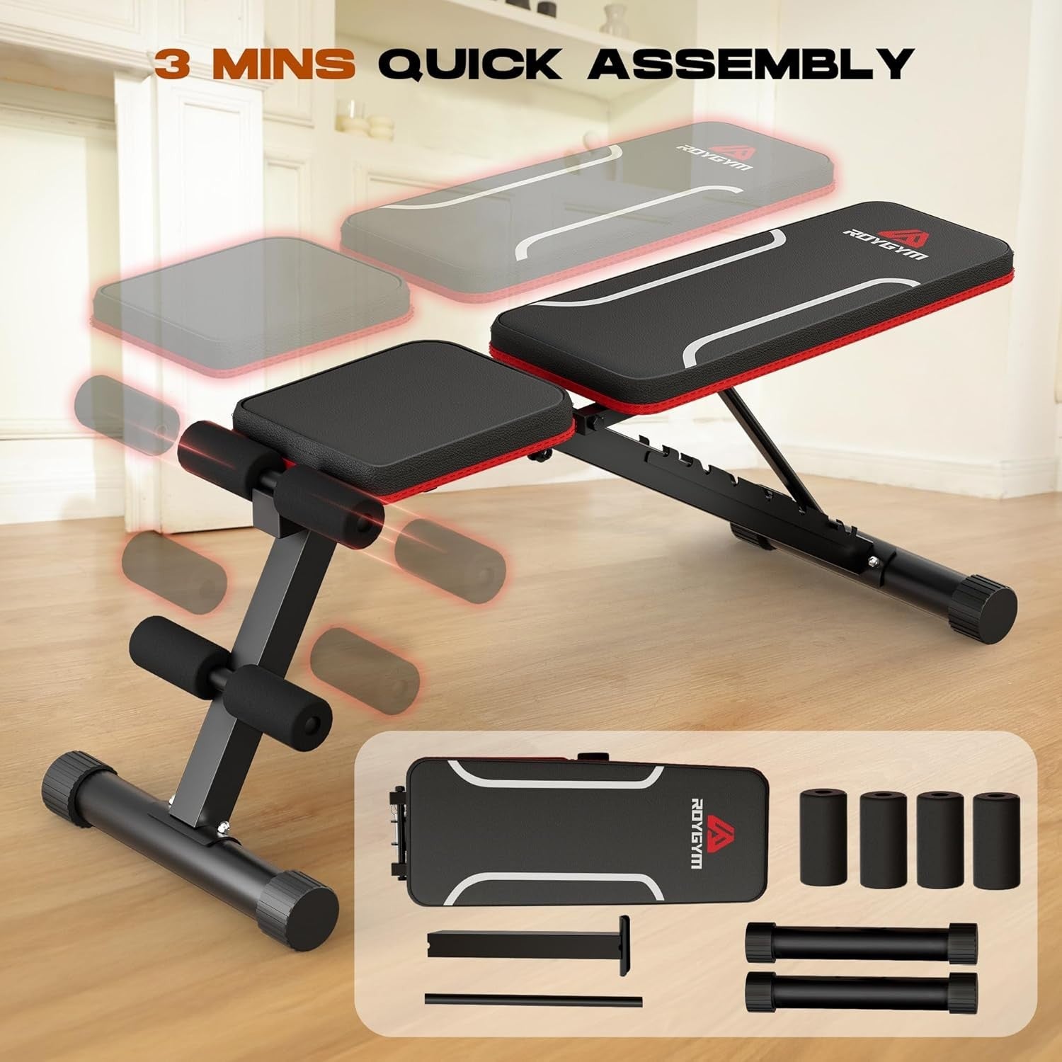 Folding Adjustable Weight Bench 300kg Incline Flat Home Gym Workout