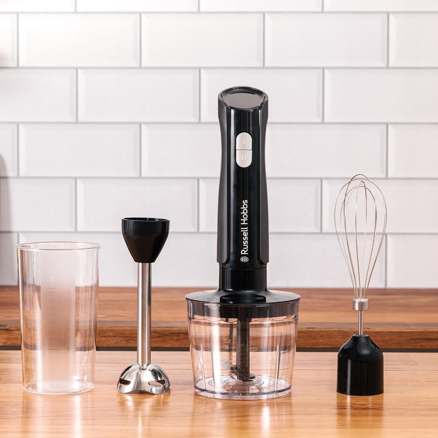3-in-1 Hand Blender Food Processor Chopper Whisk 500W BPA-Free 600ml
