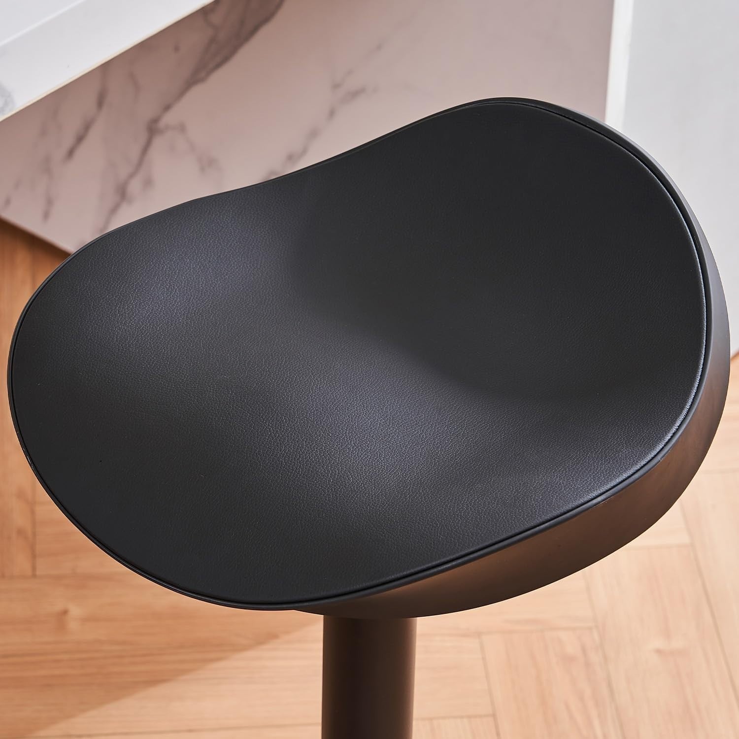 Black PU Leather Swivel Bar Stools Set of 2 Height Adjustable Kitchen Counter