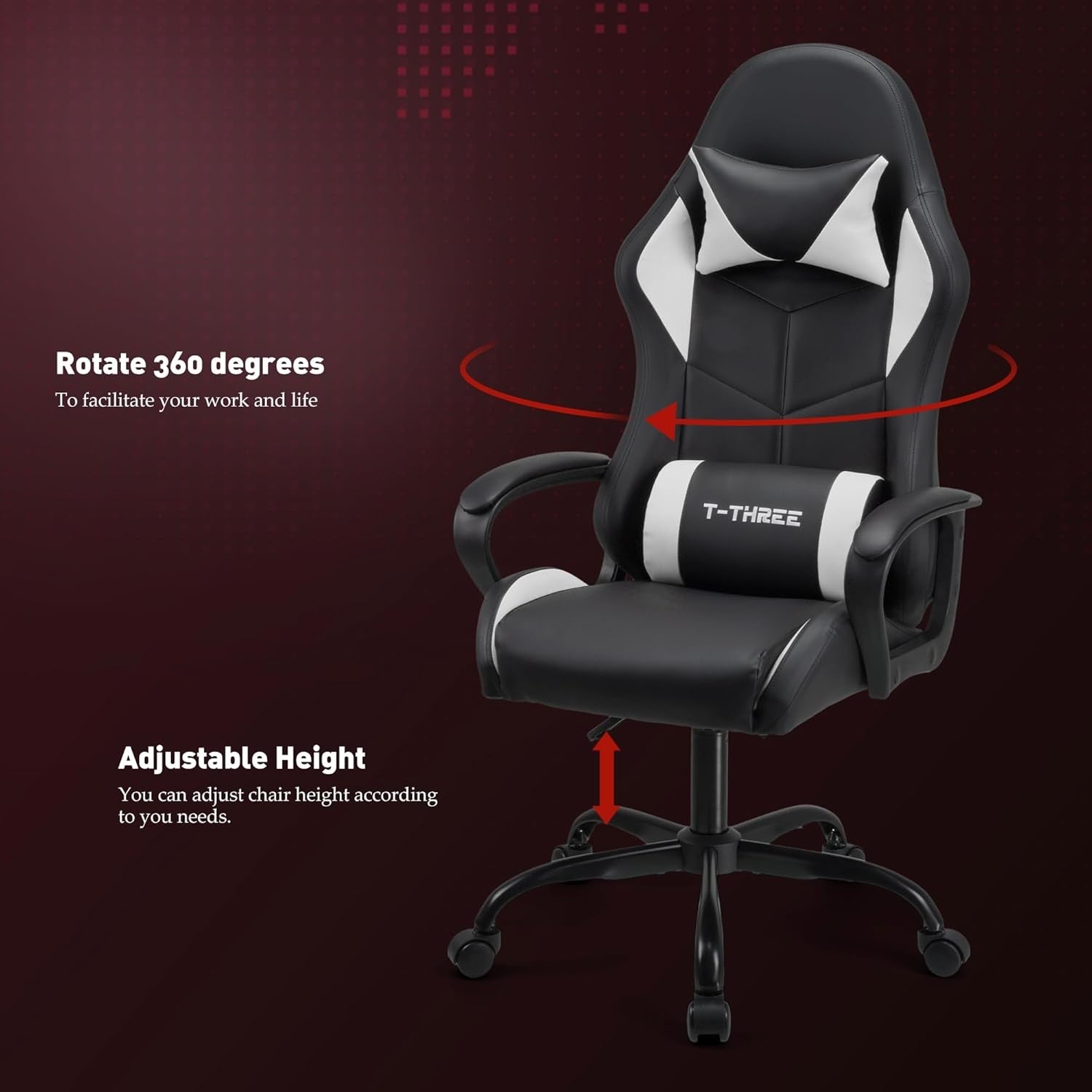 Ergonomic Gaming Chair High Back Swivel Office Chair White