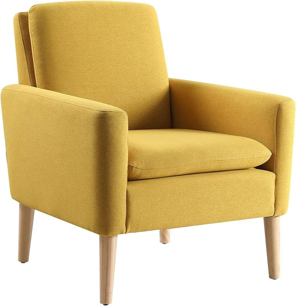 Comfy Linen Armchair for Living Room Bedroom Lounge Mustard Yellow