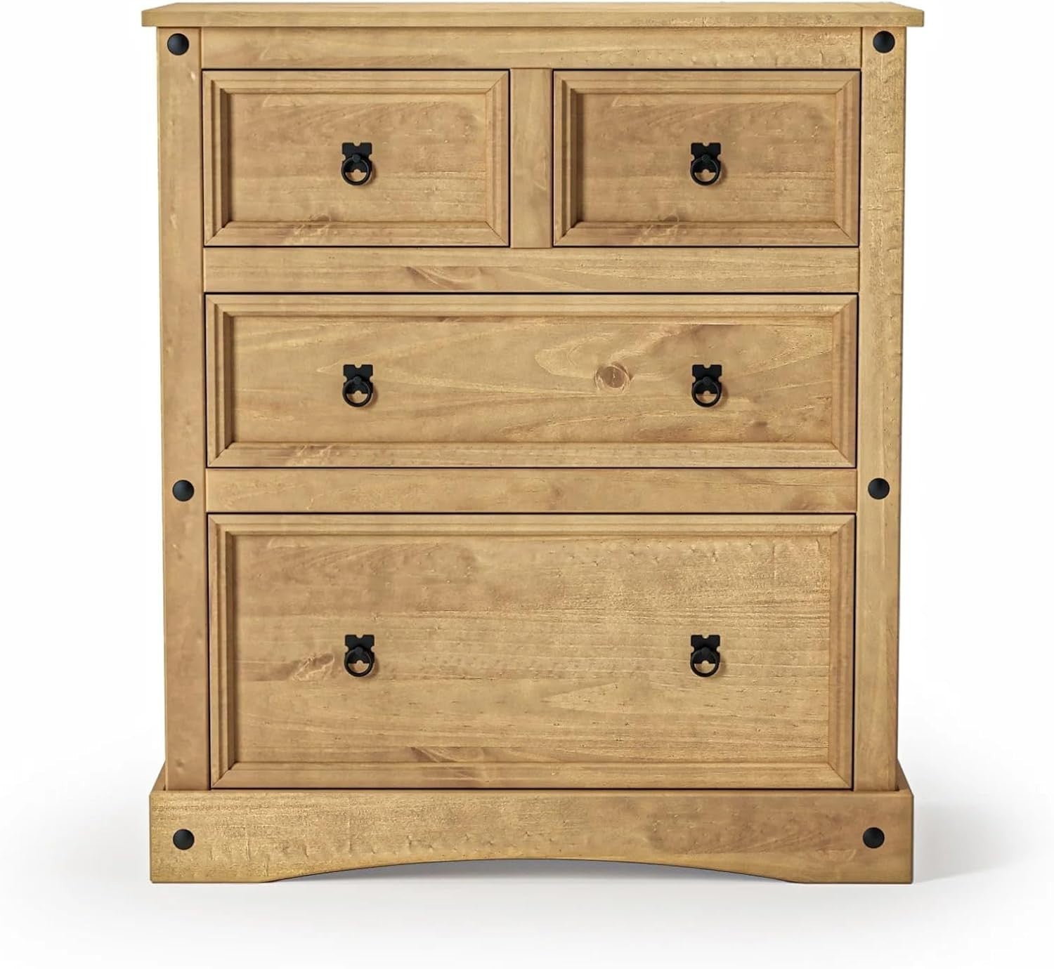 Solid Pine Wood Chest of Drawers 4-Drawer Storage Cabinet Rustic Bedroom