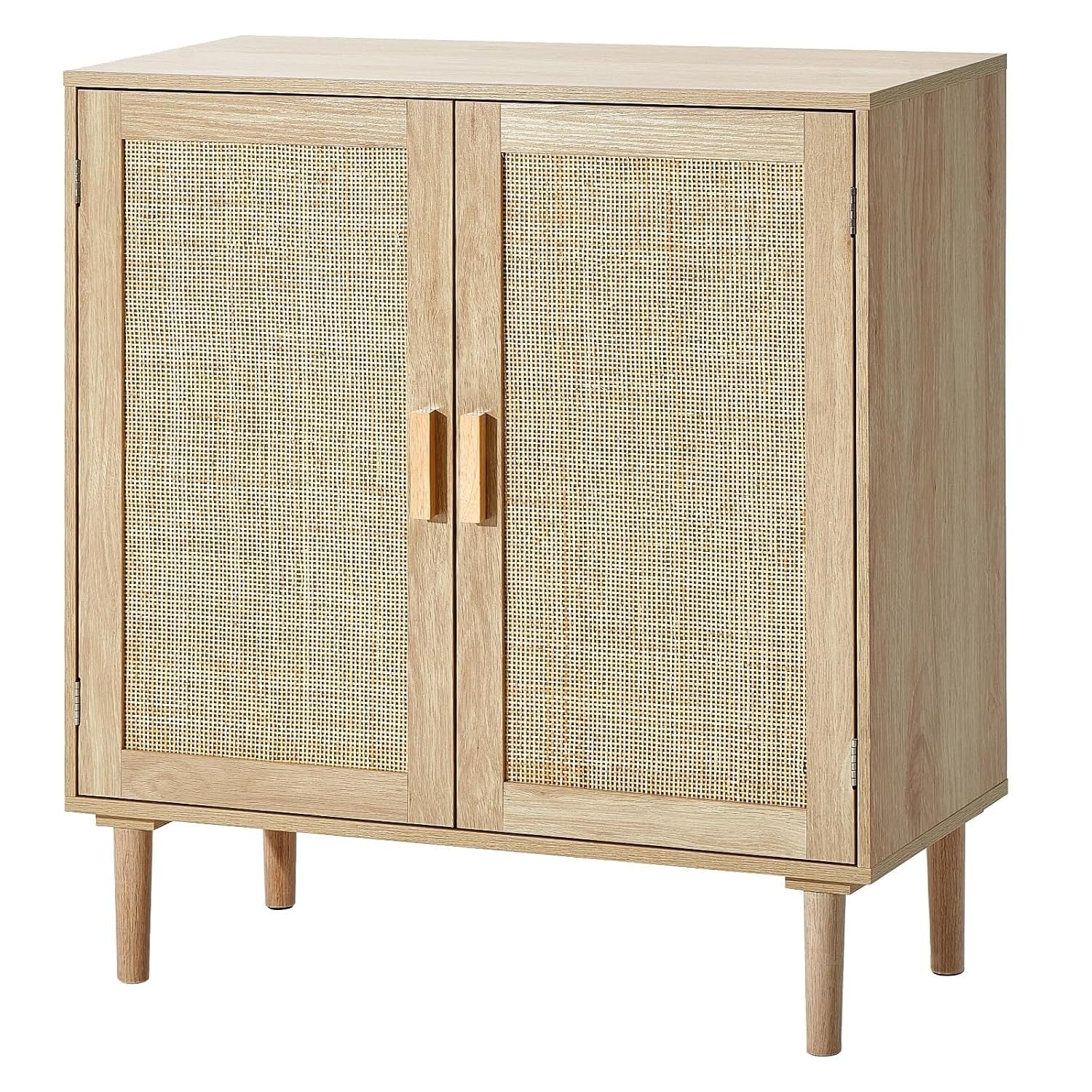 Rattan Storage Cabinet Sideboard Unit 2 Door Adjustable Shelf Boho Style