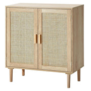 Rattan Storage Cabinet Sideboard Unit 2 Door Adjustable Shelf Boho Style