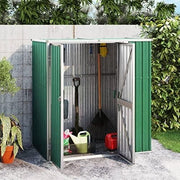 Outdoor Metal Storage Shed Garden Tool House with Sloped Roof & Handle 161cm
