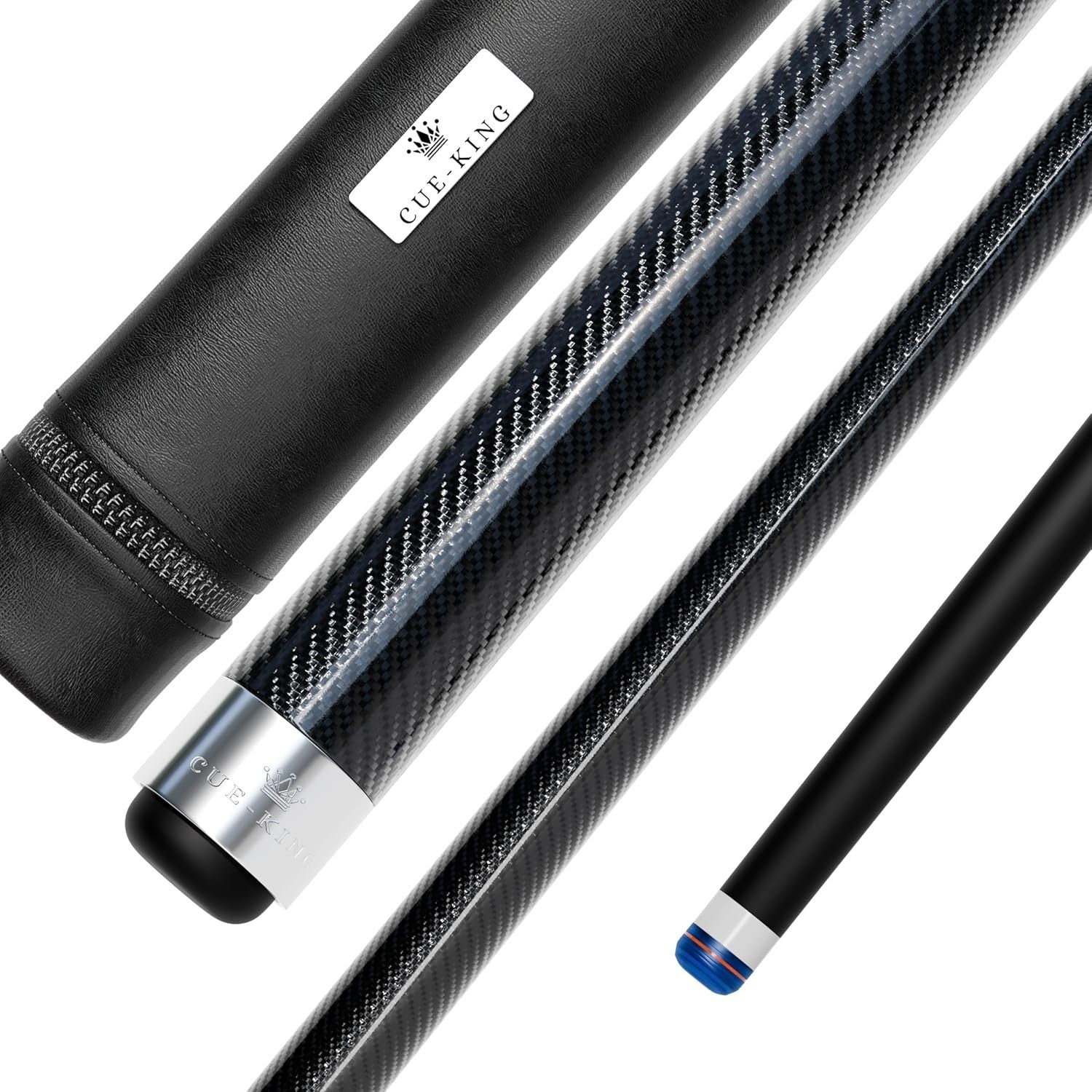 Carbon Fibre Pool Cue 58 Inch 12.5mm Tip Pro Taper 2 Piece 19oz