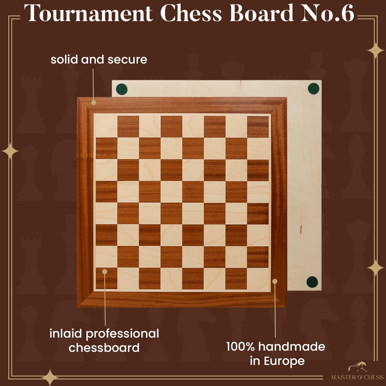54cm Tournament Wooden Chess Board Inlaid Mahogany Foldable Luxury Board
