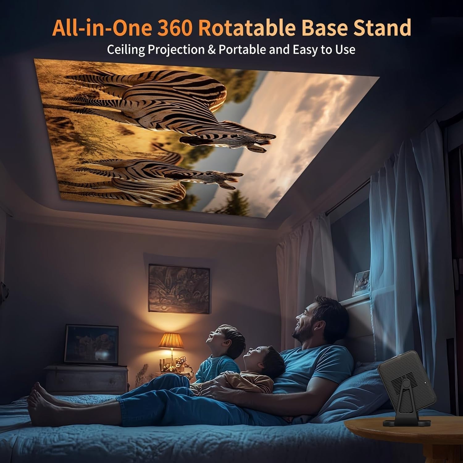 Smart 1080P Projector Android TV 12 Netflix WiFi BT 5.3 Dolby 600 ANSI