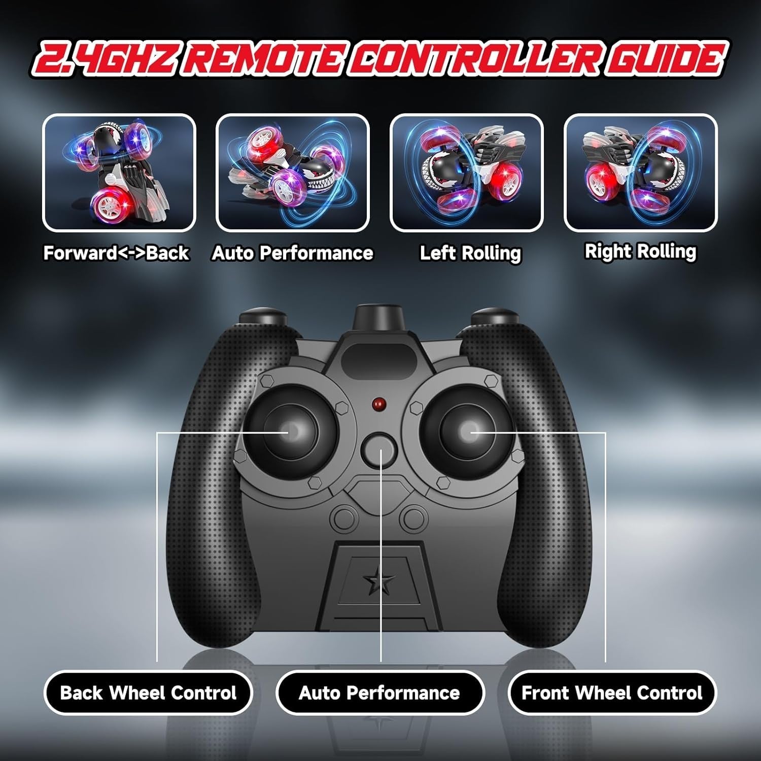 2.4GHz RC Stunt Car 360° Flip Fast 4WD Truck Lights Rechargeable Toy Gift Kids 3