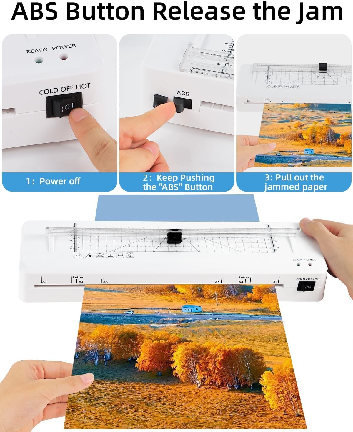 A3 Laminator Machine Hot Cold Fast High Speed Built-In Cutter Anti Jam
