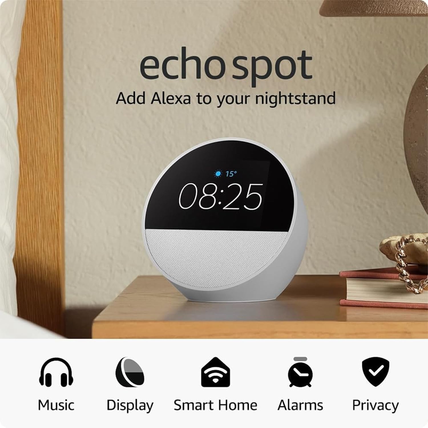 Smart Display Alarm Clock Touch Screen Voice Control Bluetooth Speaker Plug