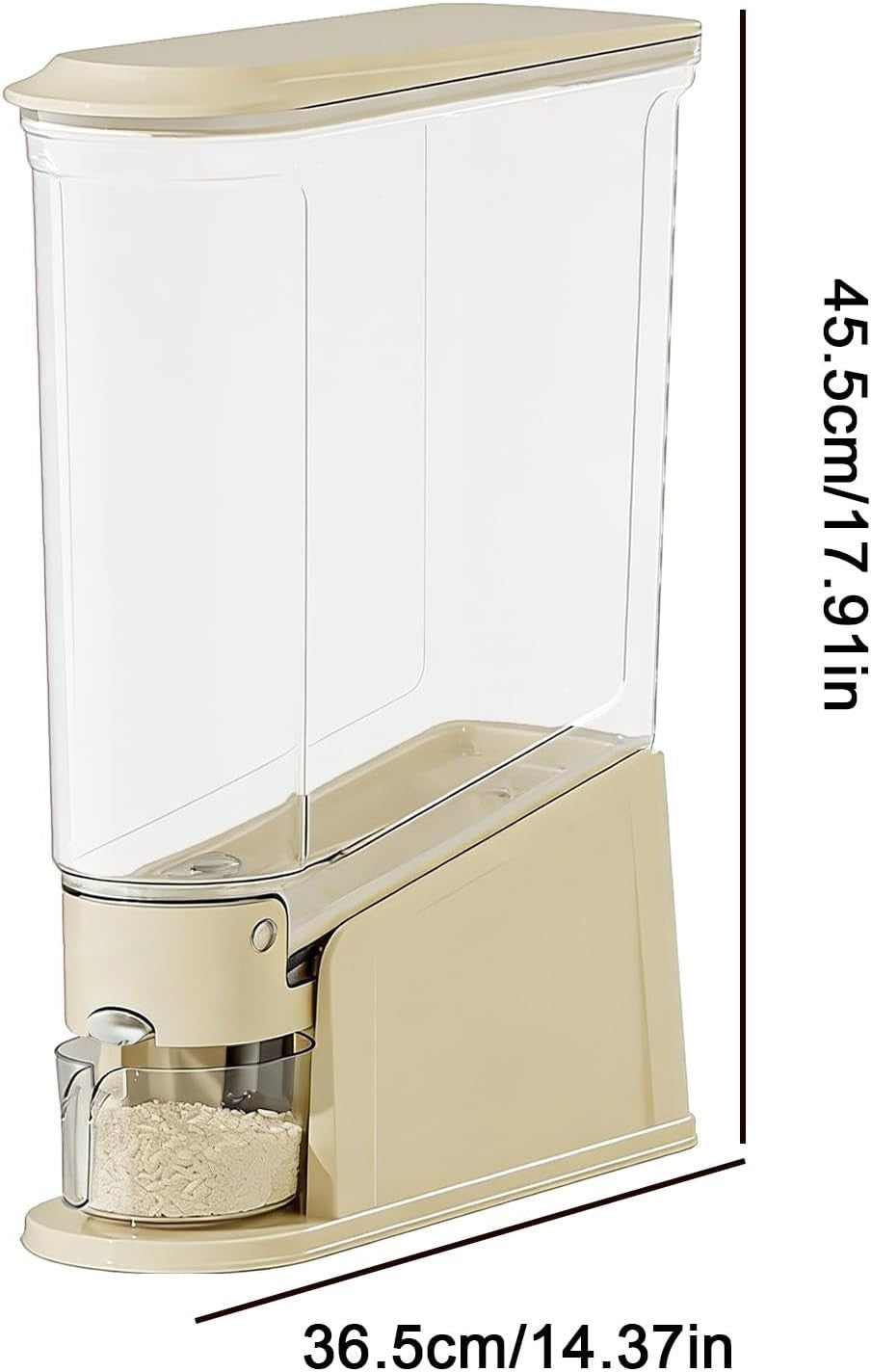 Slim Rice Bin Airtight Grain Storage Container with Measuring Cup