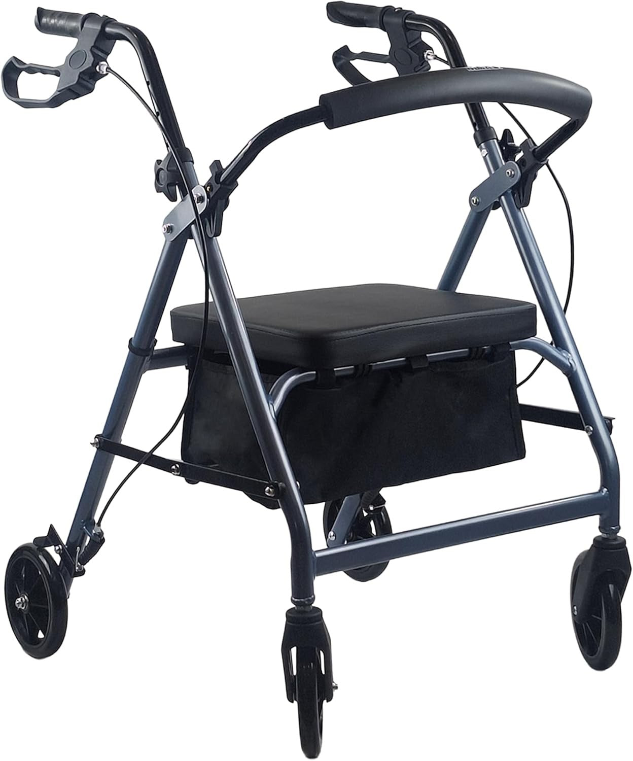 Lightweight 4 Wheel Rollator Walker with Seat Backrest Folding Adjustable