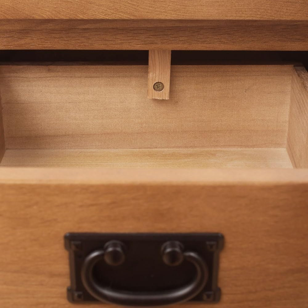 Solid Oak Bedside Table with 3 Drawers – Rustic Wooden Nightstand
