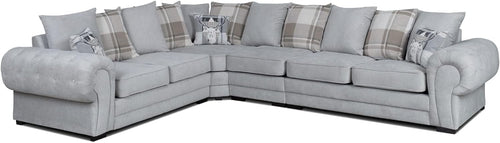 Grey 6 Seater Corner Sofa L-Shape Couch Scatter Back Cinema Lounge Suite