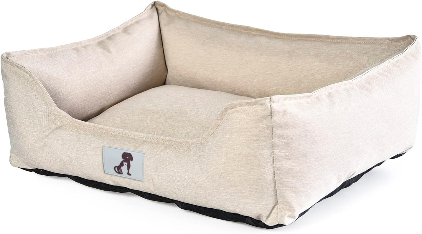 Medium Waterproof Dog Bed 75x58cm Washable Basket Cream