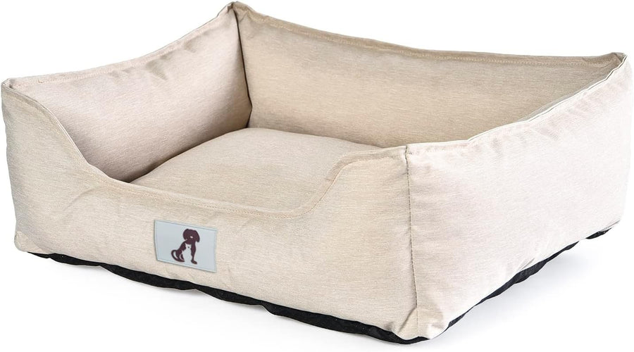 Medium Waterproof Dog Bed 75x58cm Washable Basket Cream