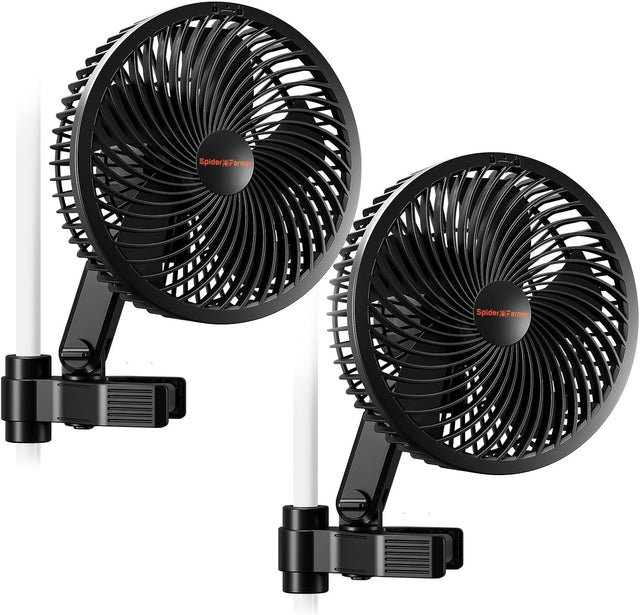 2 Set 6” Clip Fan – 10 Speed Auto Oscillating Quiet EC Motor Grow Tent Airflow