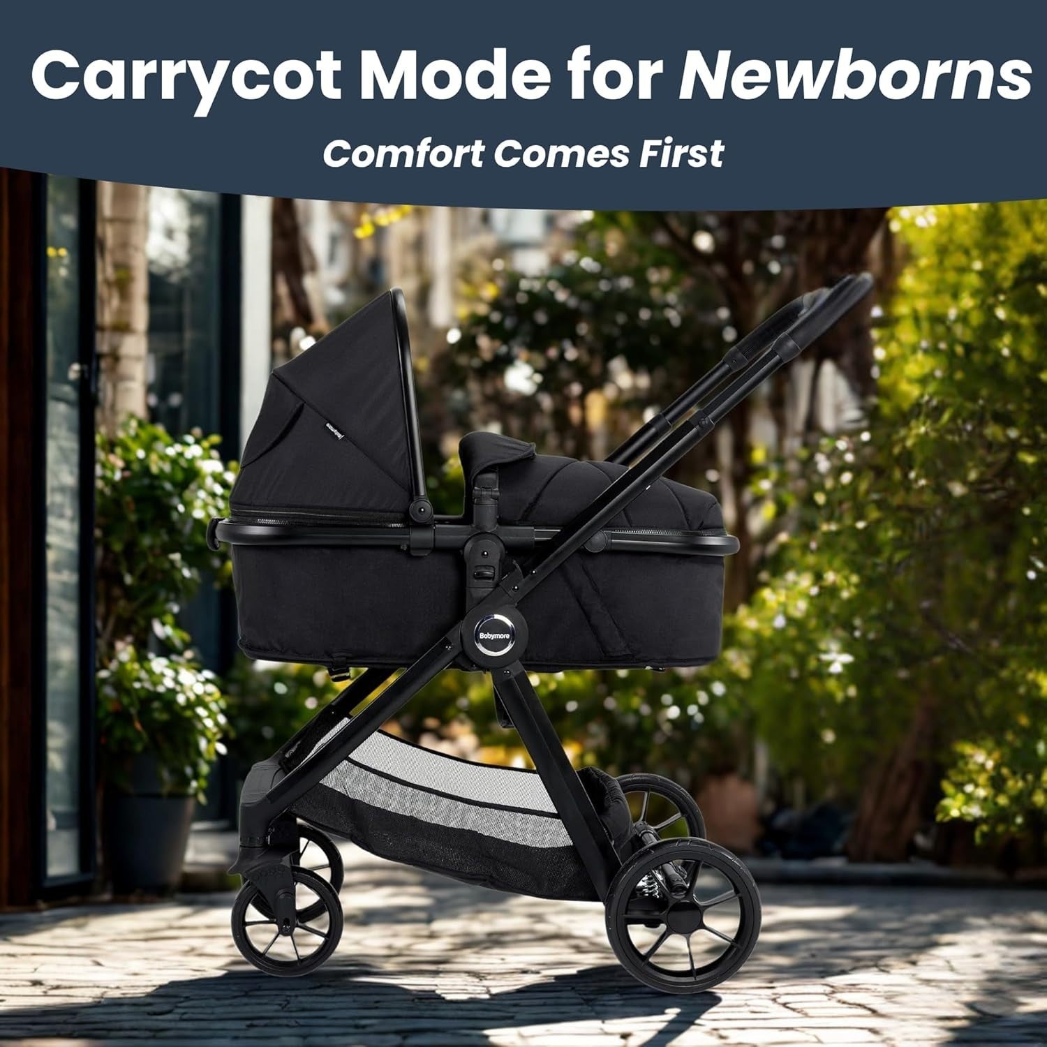 2 in 1 Baby Pram Pushchair Birth to 22kg, Carrycot Seat, Foldable