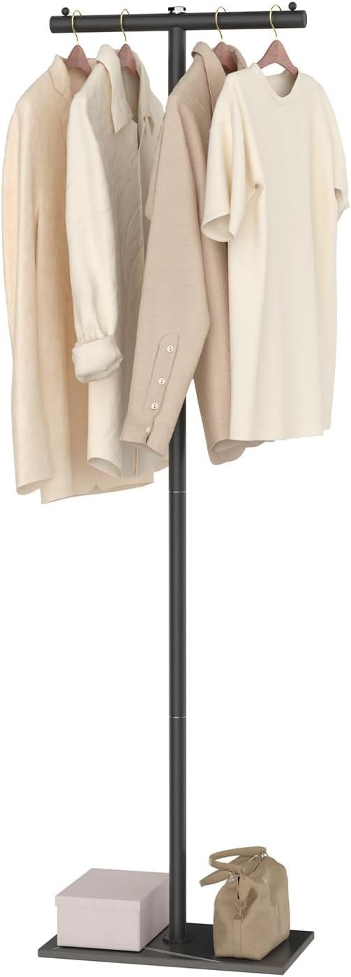 T-Shaped Metal Coat Rack 175cm Heavy-Duty Clothes Stand with Marble Base