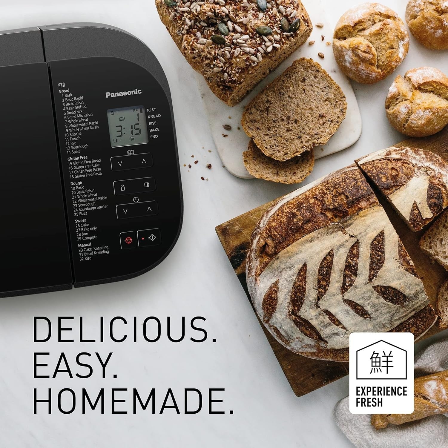 Fully Automatic Bread Maker 32 Programs Yeast Nut Dispenser Gluten-Free Gunmetal