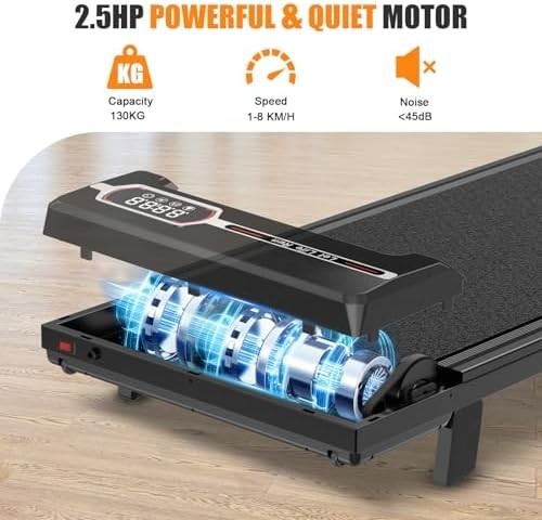Under Desk Treadmill 1-8KM/H Walking Pad 7% Incline LED Remote
