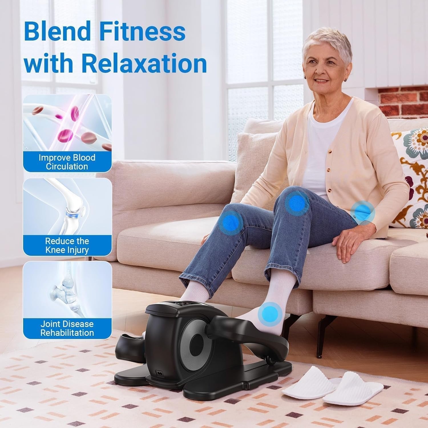 Under Desk Elliptical Electric Quiet Seated Pedal Exerciser Remote Display