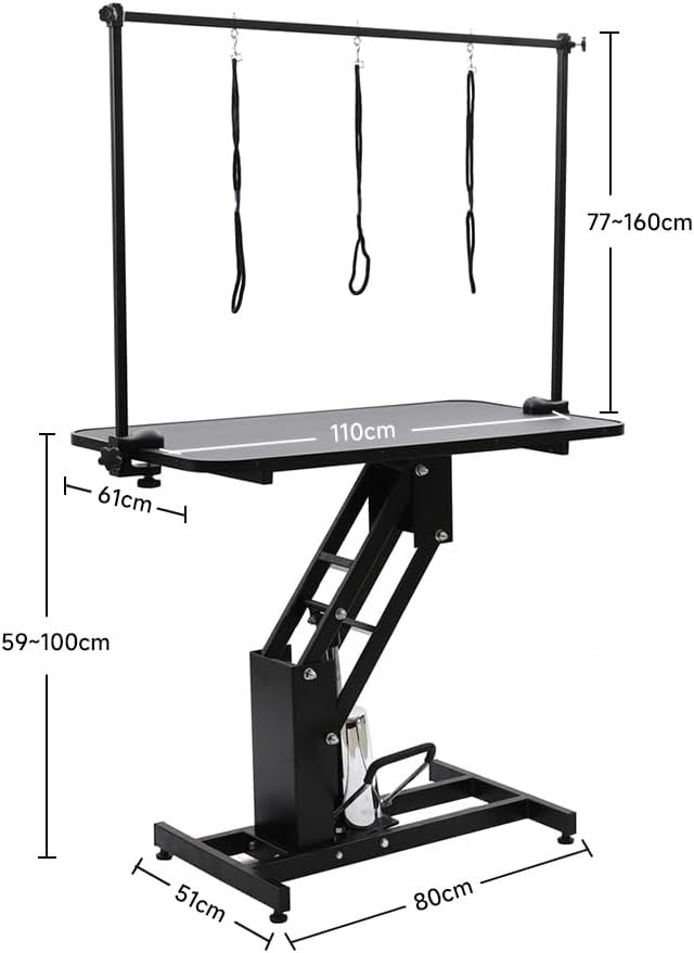 Large Hydraulic Dog Grooming Table Heavy Duty Adjustable Arms Anti Slip Top