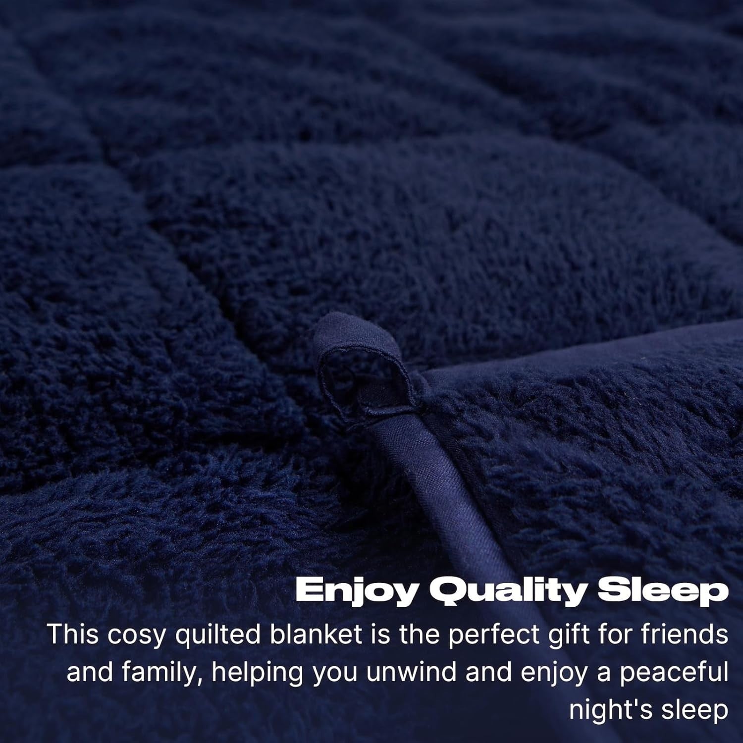 Navy Blue Teddy Fleece Weighted Blanket 4kg 125x150cm for Calm Comfort