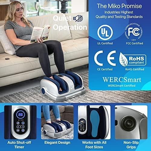 Miko Shiatsu Foot & Calf Massager Deep Kneading Heat Therapy