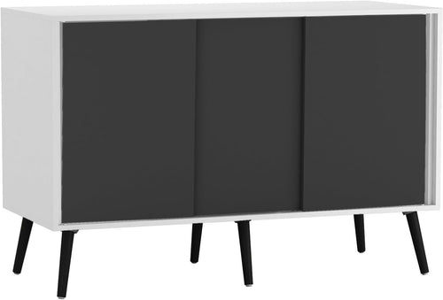 Modern 3-Door Sideboard Cabinet with Sliding Doors & Black Legs