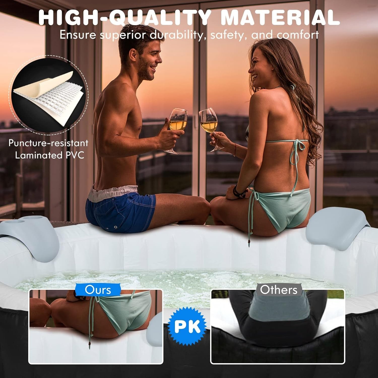 Inflatable Hot Tub Spa 108 Bubble Jets Heated 4–6 Person Round