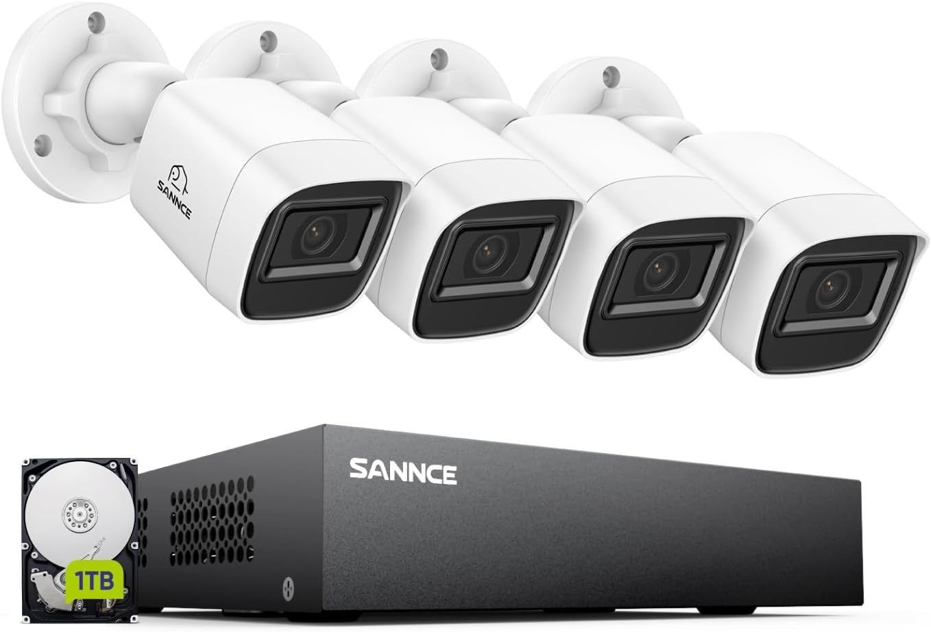 1080P CCTV Security System 4 Cameras 8CH DVR 1TB HDD Night Vision