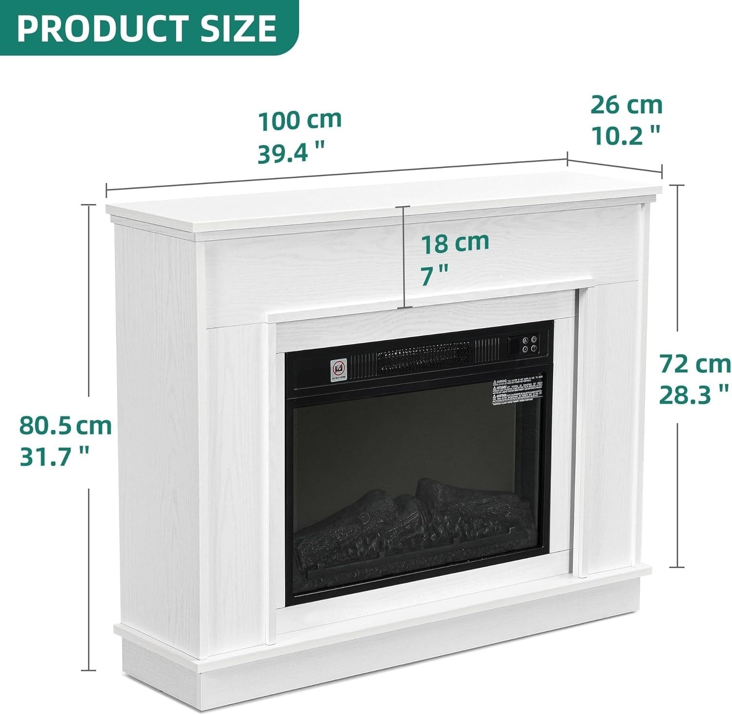 White LED Electric Fireplace Heater Surround Remote 16 Colour Timer 26”