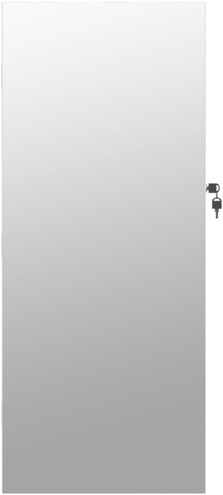 LED Wall Mounted Jewelry Armoire Frameless Mirror Lockable Storage White