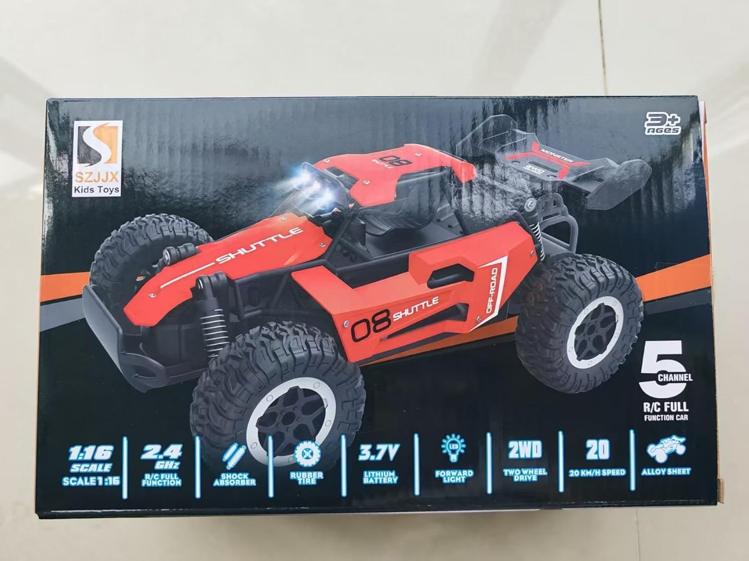 RC Car 20KM/H Remote Control Car 2.4GHz Alloy Monster Truck Toy for Kids