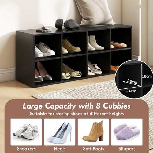Modern Shoe Bench with 8 Compartments Storage Rack Seat for Hallway Bedroom