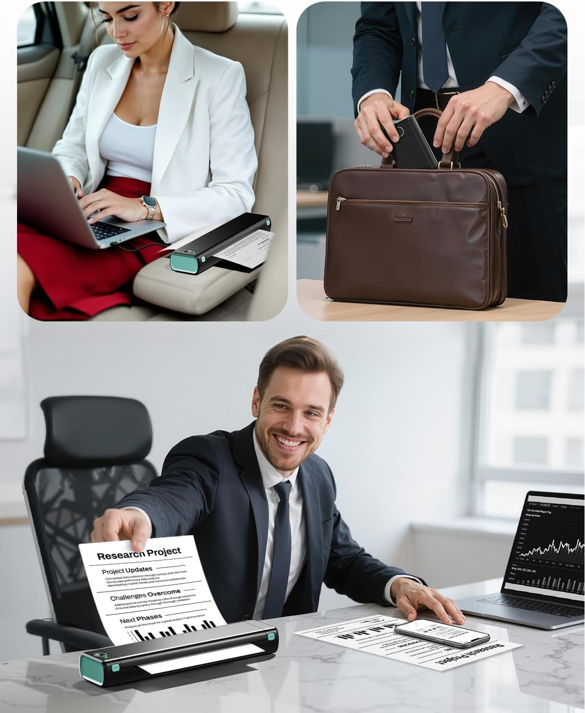 Portable A4 Bluetooth Thermal Printer Inkless Mobile Printer