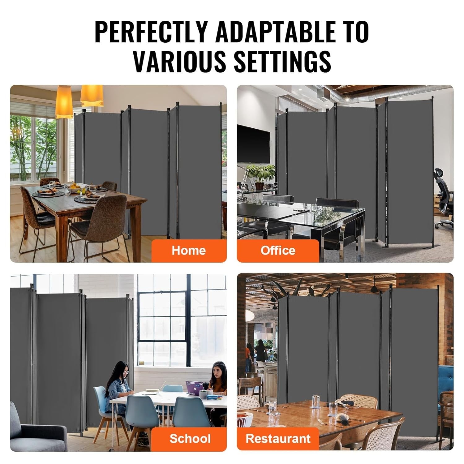 6 Panel Folding Room Divider Privacy Screen – Freestanding Partition Wall for Ho