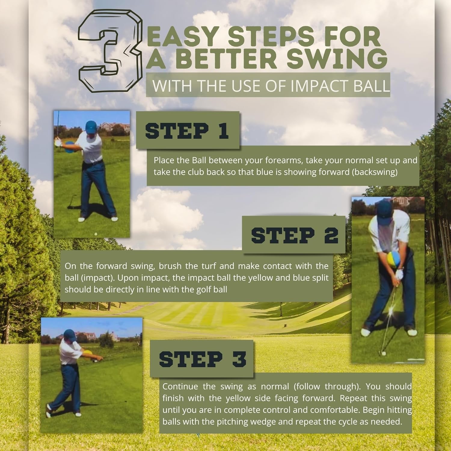 Golf Impact Ball Swing Trainer Aid Large Small Improve Contact