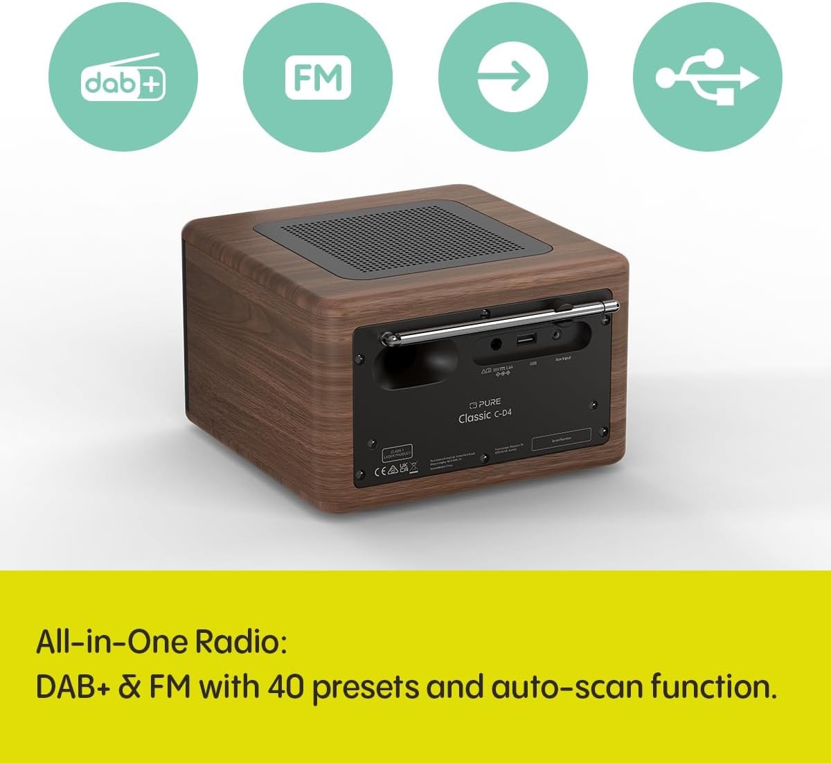DAB DAB+ Digital Radio CD Player Bluetooth Remote Dual Alarm USB