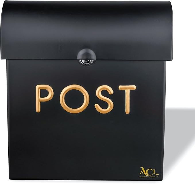 Lockable Wall Mounted Post Box Black Aluminium Mailbox | Secure & Stylish
