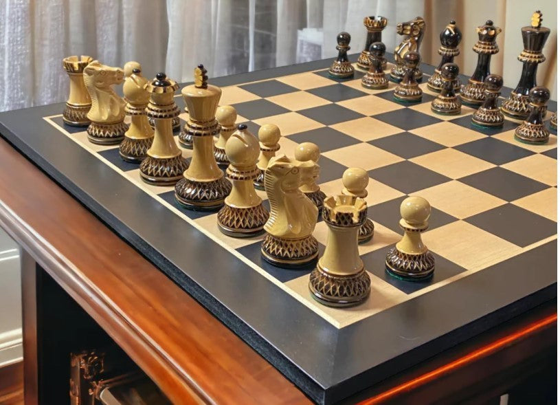 Luxury Wooden Chess Set – Artistic Weighted Pieces & Elegant Anegre Board